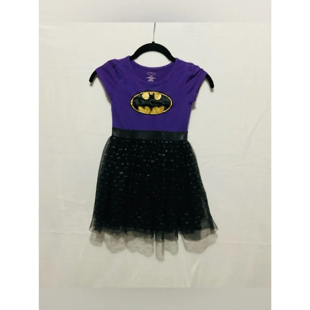 DC Comics Batgirl Tutu Dress Kids Sz S 4/5 Purple Black *Play-Ready No Cape*